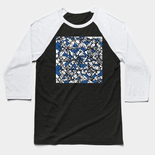 Blue 80s Memphis Shards Abstract Postmodern Pattern Baseball T-Shirt